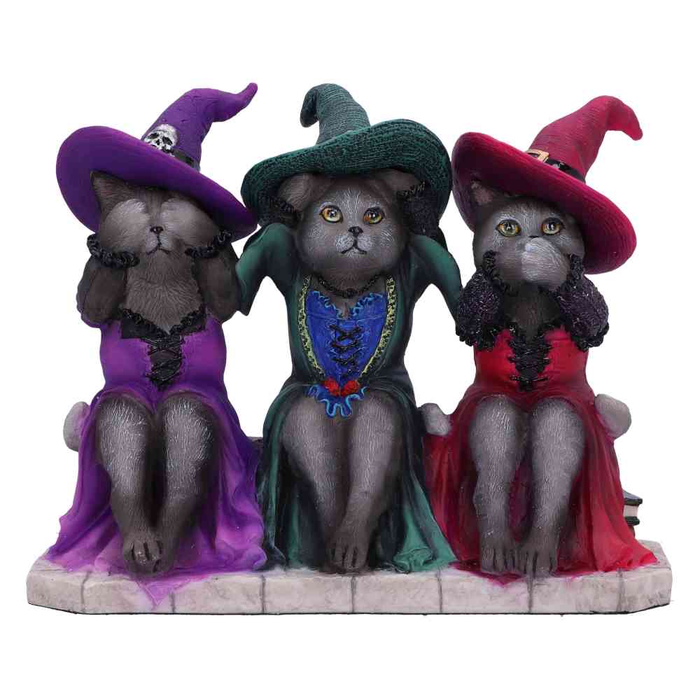Nemesis Now Three Wise Familiars Figurine De Chats Noirs See No Hear No