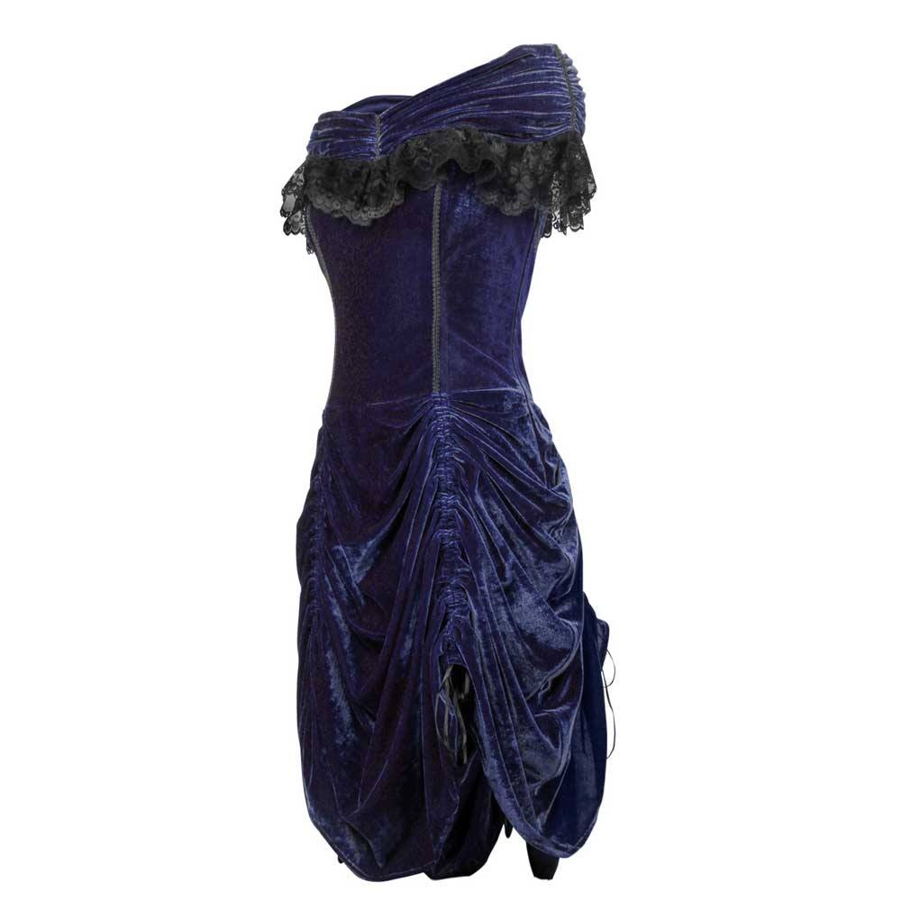 Vg London Burlesque Fluwelen Gedrapeerde Off Shoulder Jurk Met