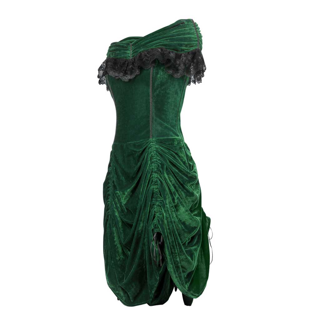 Vg London Burlesque Fluwelen Gedrapeerde Off Shoulder Jurk Met