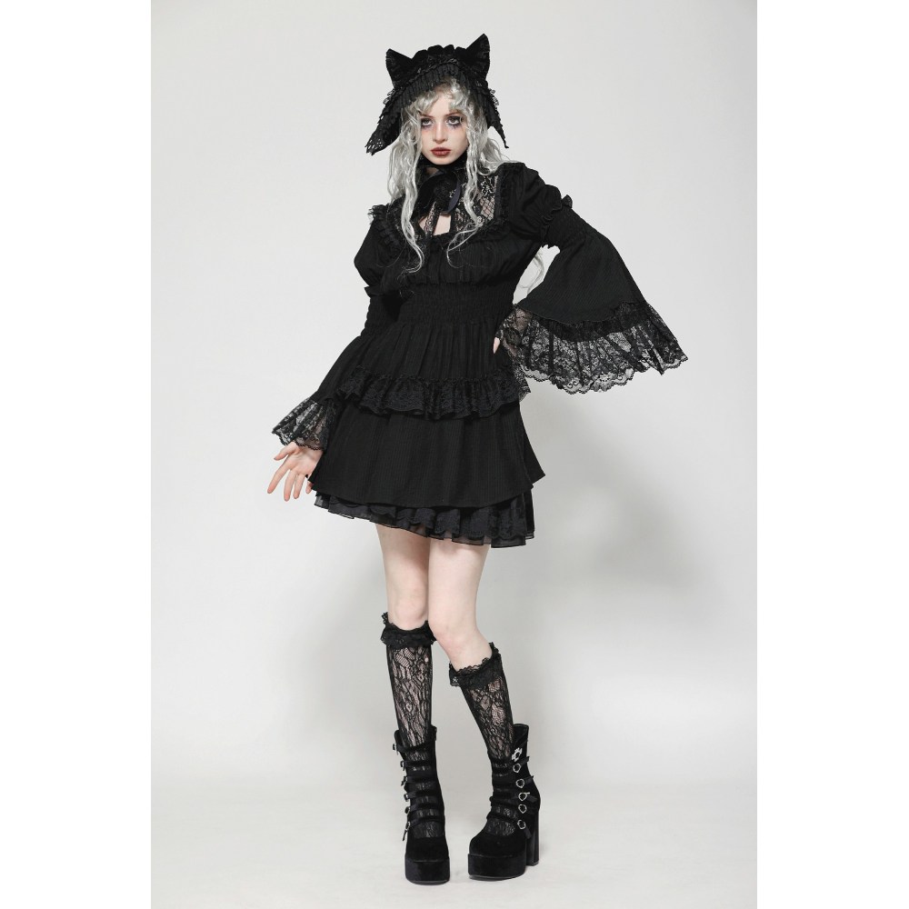 Dark in Love Dark in Love - Gothic Lace Doll Short dress - XS - Black |