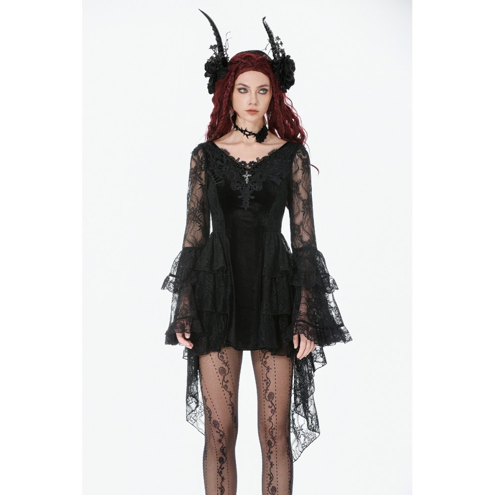 Gothic Lolita Korsett für Damen Schwarzes Lolita-Kleid aus Polyester mit Schnürung