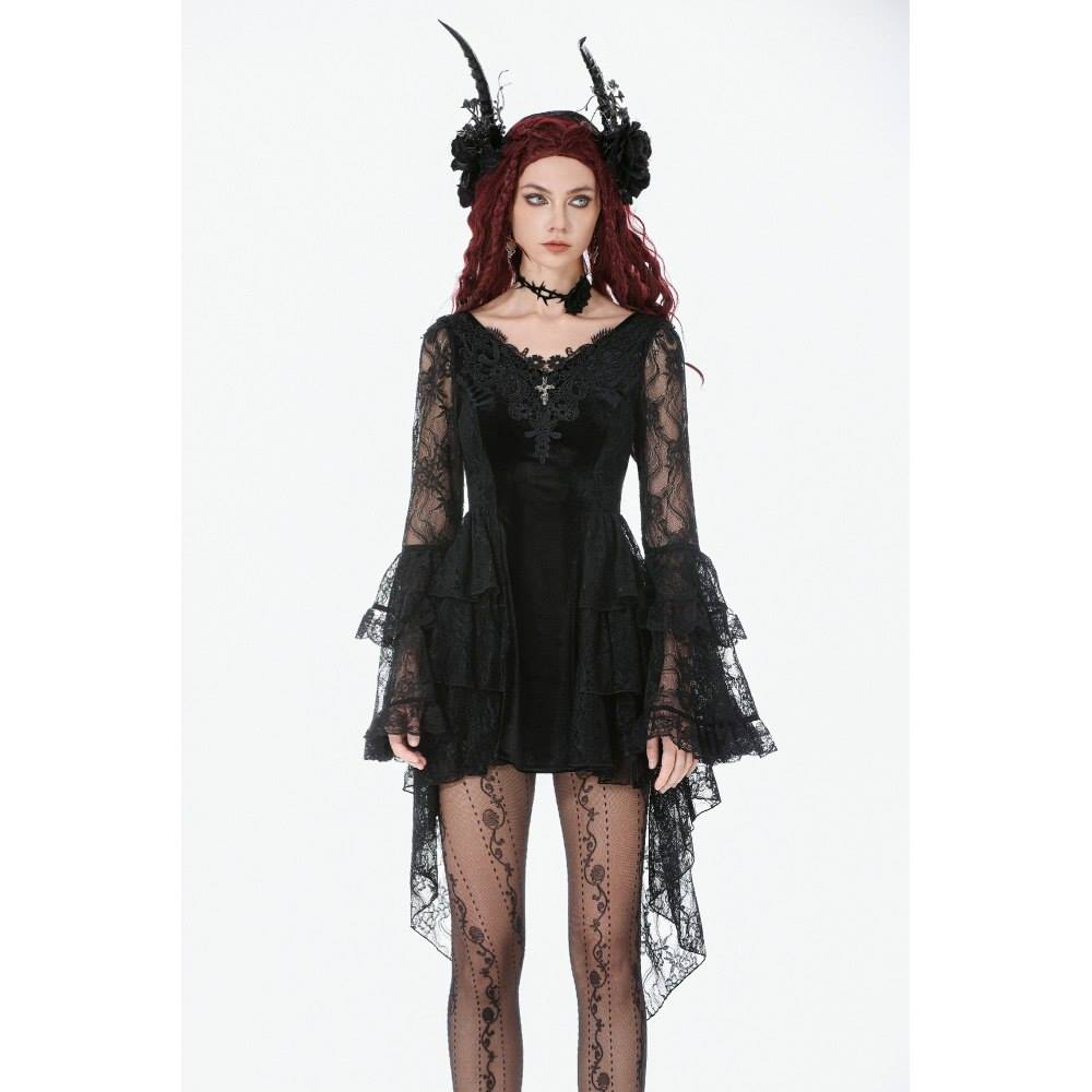 Gothic Lolita Korsett für Damen Schwarzes Lolita-Kleid aus Polyester mit Schnürung Gothic Lolita Korsett für Damen Schwarzes Lolita-Kleid aus Polyester mit Schnürung