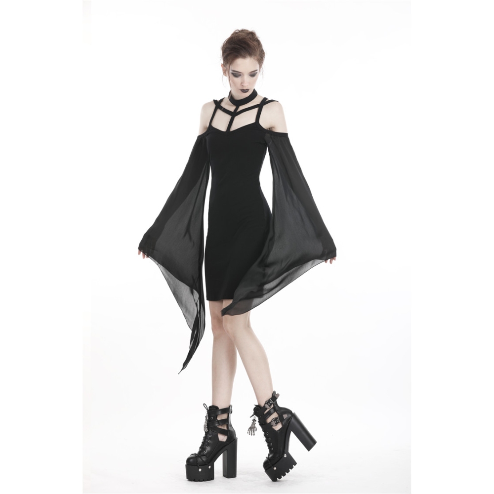 Dark In Love Dark In Love Lange Jurk Chiffon Batwing Vampire Zwart