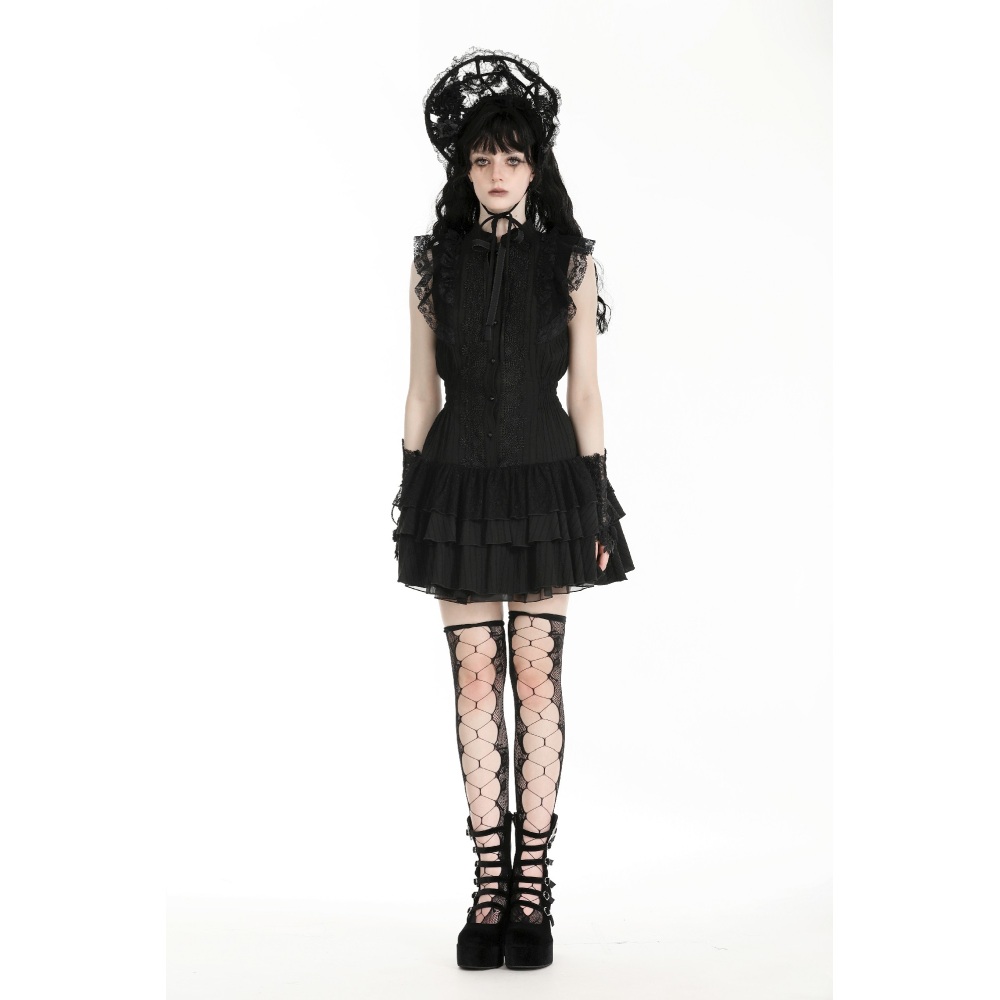 Dark in Love Dark in Love - Gothic Lace Doll Korte jurk - XS - Zwart