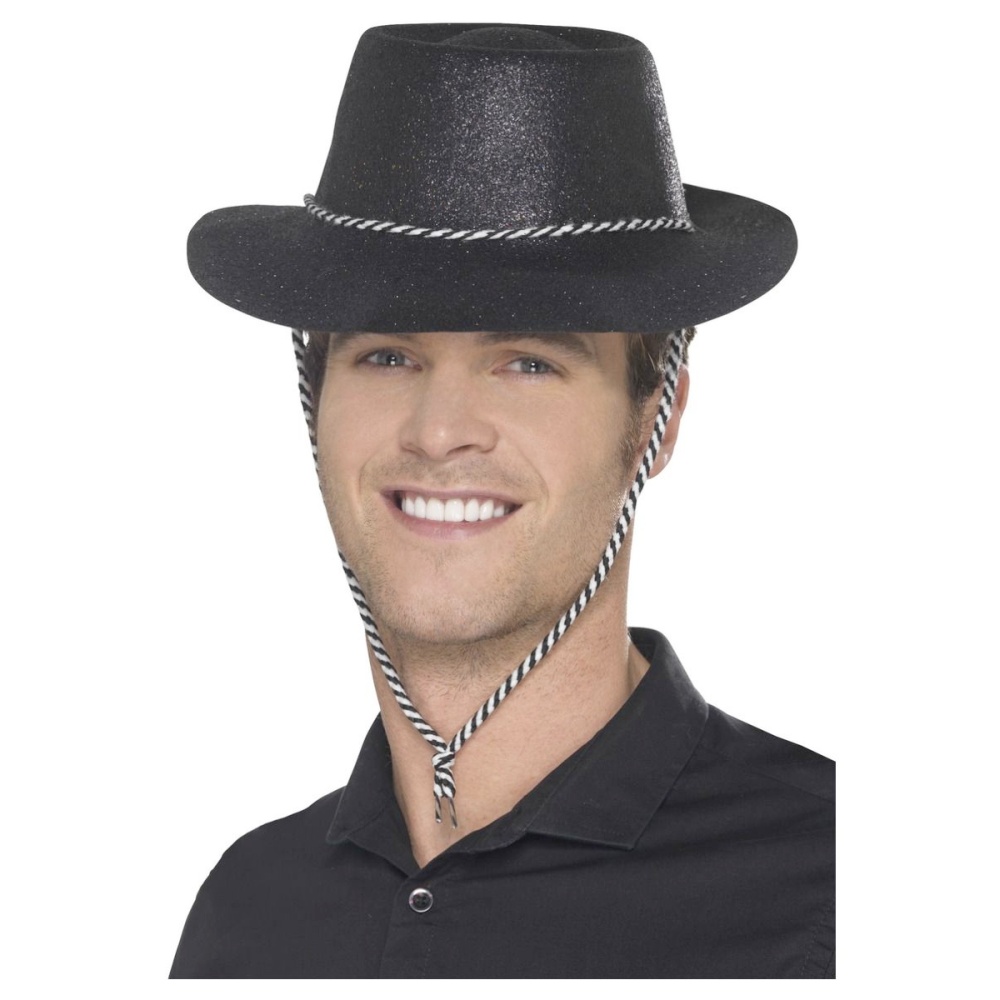 Smiffys Smiffys Cowboy Glitter Costume Hat Black Attitude Europe