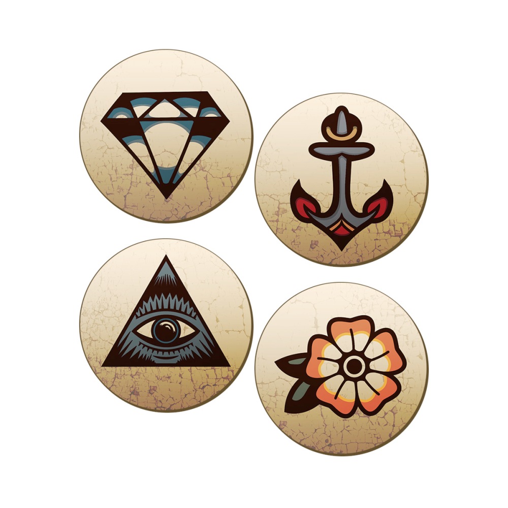 Grindstore Grindstore Coaster Traditional Tattoos 4 Piece Coaster Set M