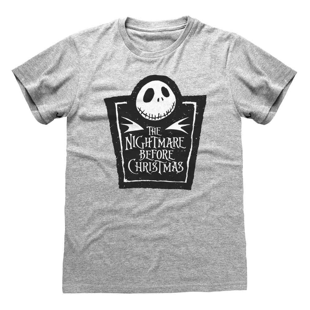 Disney,The Nightmare Before Christmas Box Logo Mens Tshirt Grey