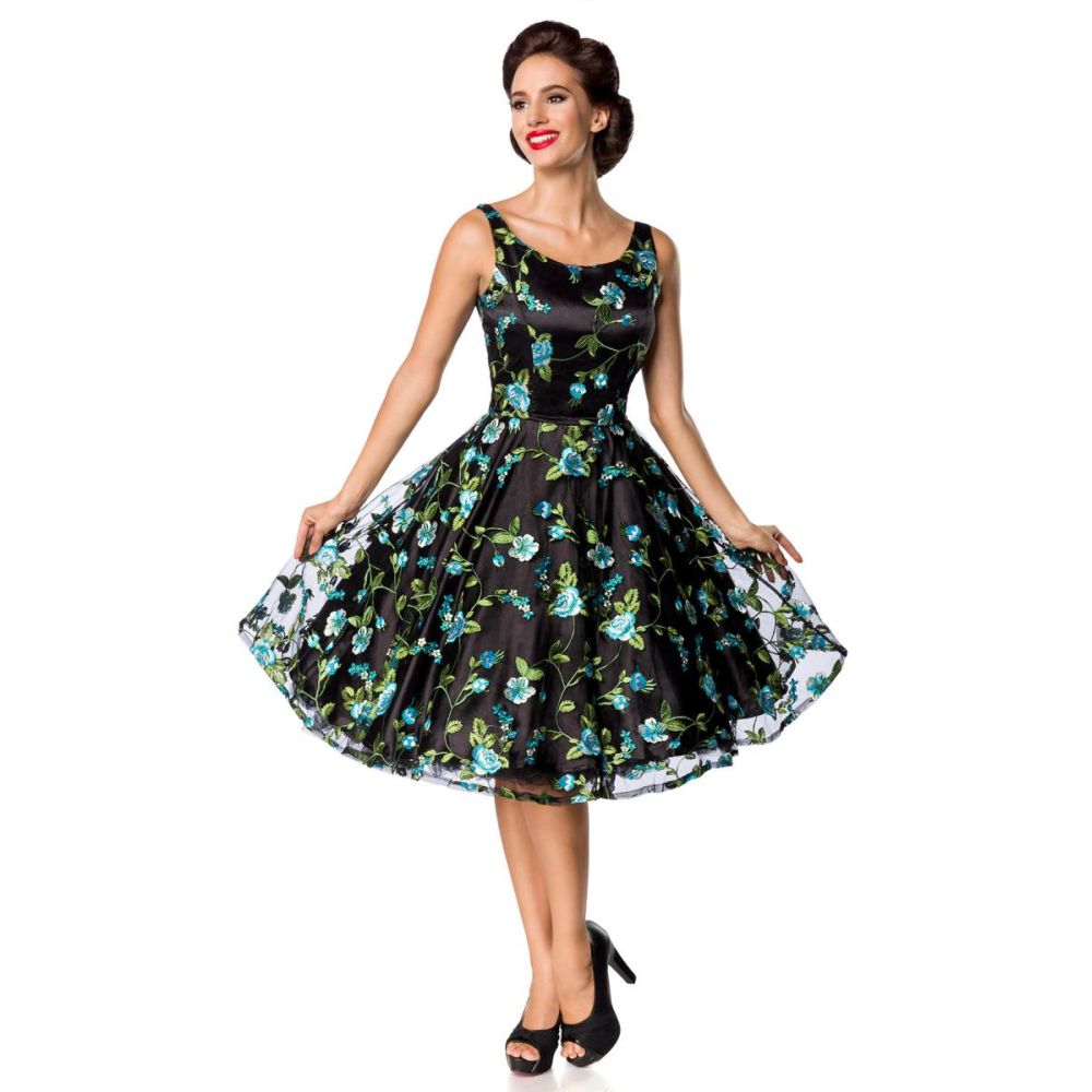 Facet kanaal Bekwaamheid Belsira Belsira Swing jurk Vintage Flower Zwart/Blauw | Attitude Hollan