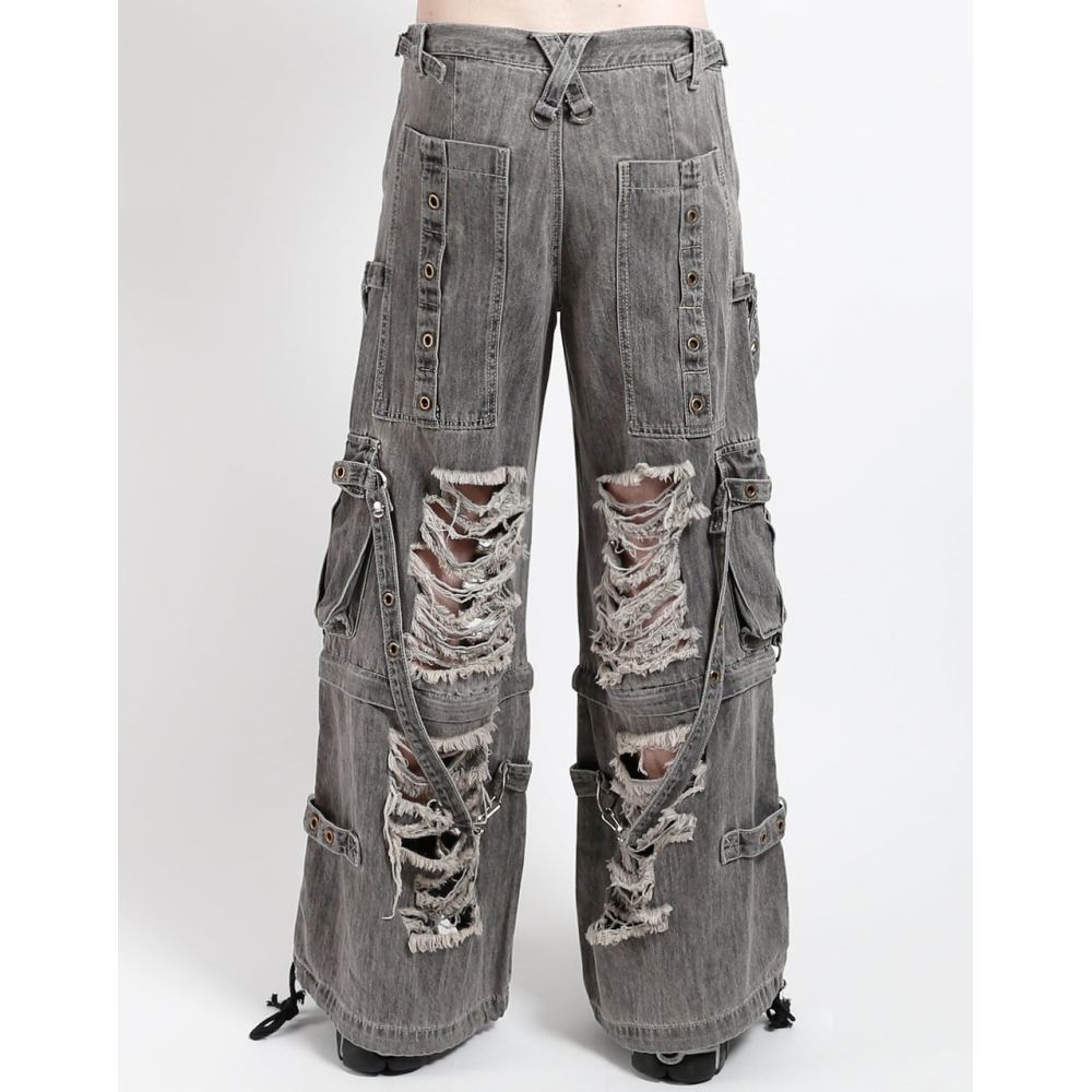 Tripp NYC Tripp NYC Shredder Denim Strap Wide leg trousers Black